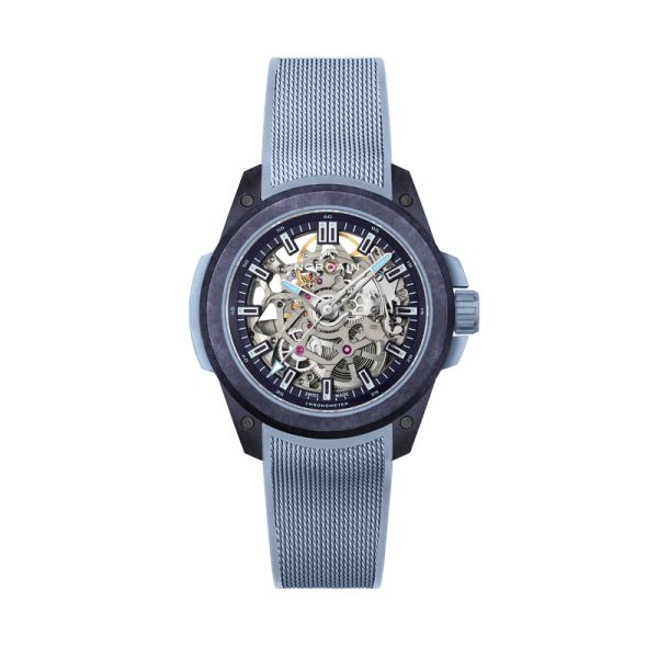 Montre Norqain Wild One Skeleton 39mm Purple Ice Blue Bracelet Caoutchouc
