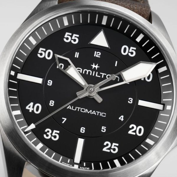 Montre Hamilton Khaki Aviation Pilot Auto 39mm Cadran Noir