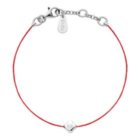 Bracelet Redline NOIS TREFLE 1 Diamant 0.05 ct argent fil rouge