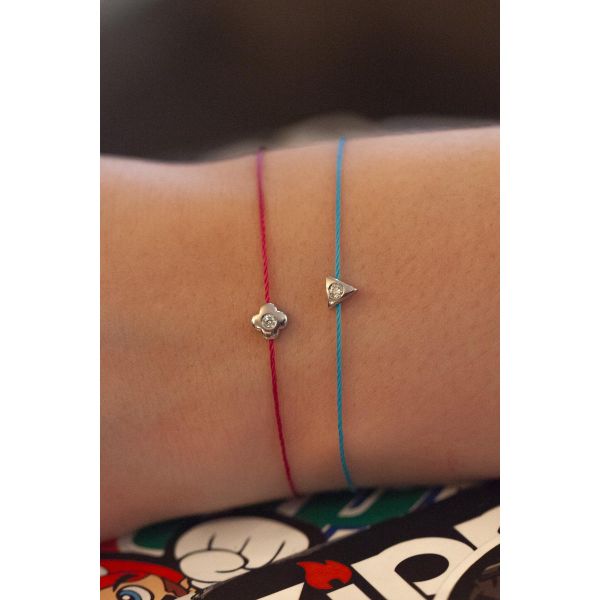 Bracelet Redline NOIS TREFLE 1 Diamant 0.05 ct argent fil rouge