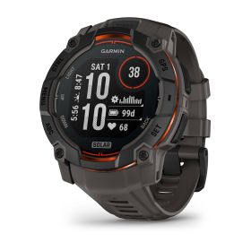 Montre Garmin Instinct 3 - 50mm SOLAR Noir Bracelet Silicone Gris Charbon