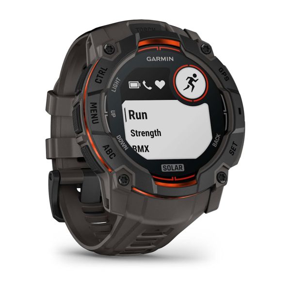 Montre Garmin Instinct 3 - 50mm SOLAR Noir Bracelet Silicone Gris Charbon