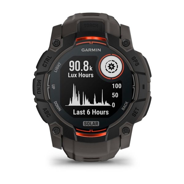 Montre Garmin Instinct 3 - 50mm SOLAR Noir Bracelet Silicone Gris Charbon