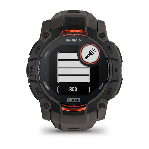 Montre Garmin Instinct 3 - 50mm SOLAR Noir Bracelet Silicone Gris Charbon