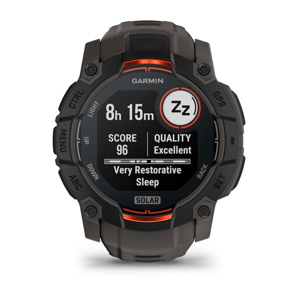 Montre Garmin Instinct 3 - 50mm SOLAR Noir Bracelet Silicone Gris Charbon