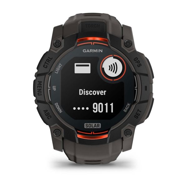 Montre Garmin Instinct 3 - 50mm SOLAR Noir Bracelet Silicone Gris Charbon