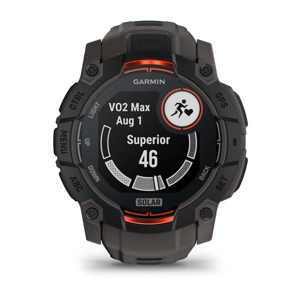 Montre Garmin Instinct 3 - 50mm SOLAR Noir Bracelet Silicone Gris Charbon