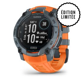 Montre Garmin Instinct 3 - 50mm SOLAR Bleu Crépuscule Bracelet Silicone Orange