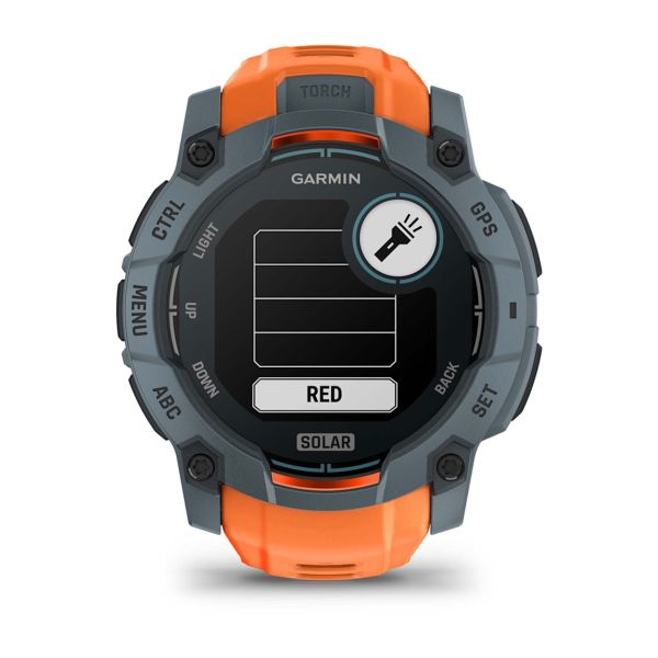 Montre Garmin Instinct 3 - 50mm SOLAR Bleu Crépuscule Bracelet Silicone Orange