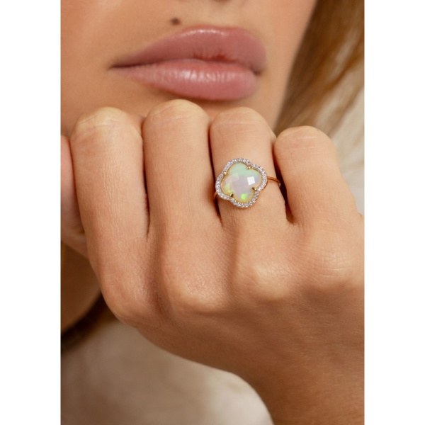 Bague Morganne Bello Victoria Diamant Or Jaune Opale Ethiopienne Diamants
