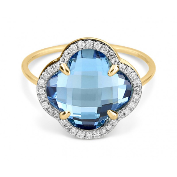 Bague Morganne Bello Victoria Diamant Or Jaune Topaze Swiss Blue Diamants