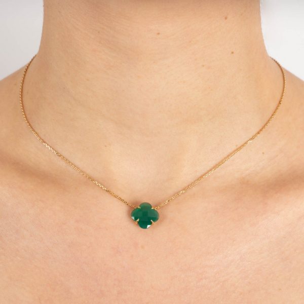 Collier Morganne Bello Victoria Or Jaune Agate Verte