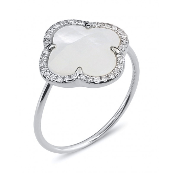 Bague Morganne Bello Victoria Diamant Or Blanc Nacre Diamants