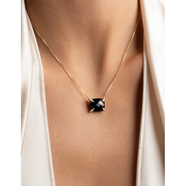 Collier Morganne Bello Or Jaune Onyx Diamants