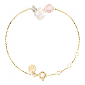 Bracelet Morganne Bello Bouqu Or Jaune Nacre Blanche Quartz Rose Diamants