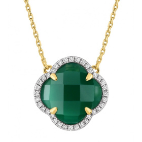 Collier Morganne Bello Victoria Diamant Or Jaune Agate Verte Diamants
