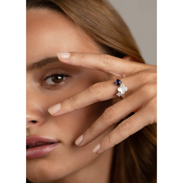 Bague Morganne Bello Bouqu Or Blanc Nacre Blanche Iolite Diamants