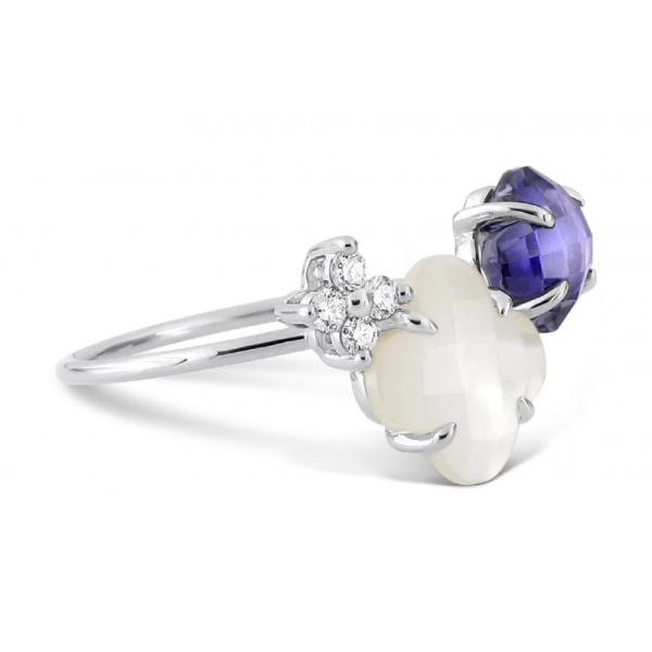 Bague Morganne Bello Bouqu Or Blanc Nacre Blanche Iolite Diamants