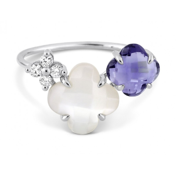 Bague Morganne Bello Bouqu Or Blanc Nacre Blanche Iolite Diamants