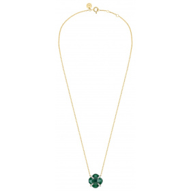 Collier Morganne Bello Victoria Lys Or Jaune Grande Agate Verte Diamants