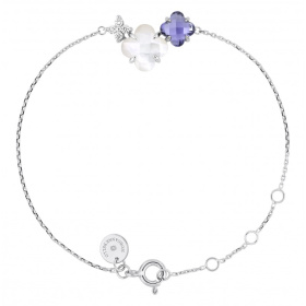 Bracelet Morganne Bello Bouqu Or Blanc Nacre Blanche Iolite Diamants