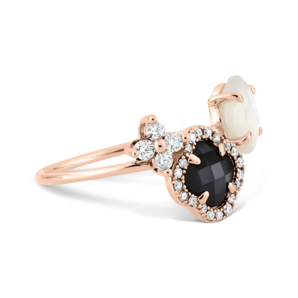 Bague Morganne Bello Bouquet Or Rose Onyx & Diamants Nacre Blanche Diamants