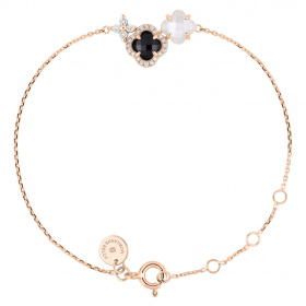 Bracelet Morganne Bello Bouquet Or Rose Onyx & Diamants Nacre Blanche Diamants