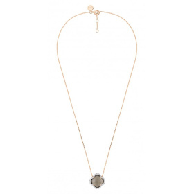 Collier Morganne Bello Victoria Diamant Or Rose Grand Quartz Fumé Diamants