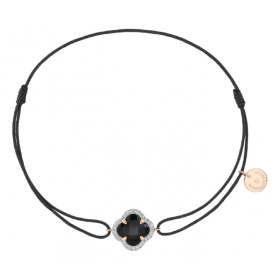 Bracelet Morganne Bello Victoria Diamant Or Rose Pit Onyx Diamants Cordon Gris