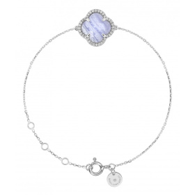 Bracelet Morganne Bello Victoria Diamant Or Blanc Agate Bleue Dentelle Diamants