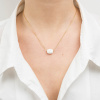 Collier Morganne Bello Or Jaune Agate Blanche Coussin