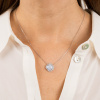 Collier Morganne Bello Victoria Diamant Or Blanc Agate Bleue Dentelle Diamants