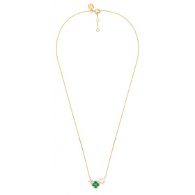 Collier Morganne Bello Bouquet Or Jaune Agate Verte & Diamants Nacre Blanche Diamants