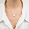 Collier Morganne Bello Or Jaune Agate Blanche Trèfle
