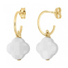Boucles d'oreilles Morganne Bello Or Jaune Agate Blanche Trèfle