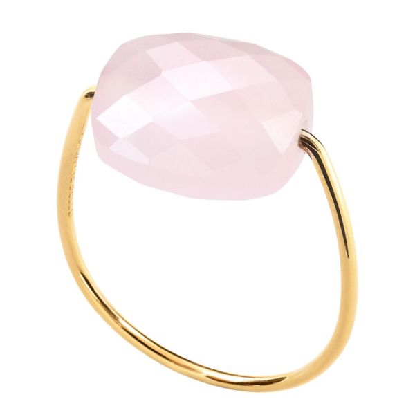 Bague Morganne Bello Or Jaune Quartz Rose Poudré Coussin