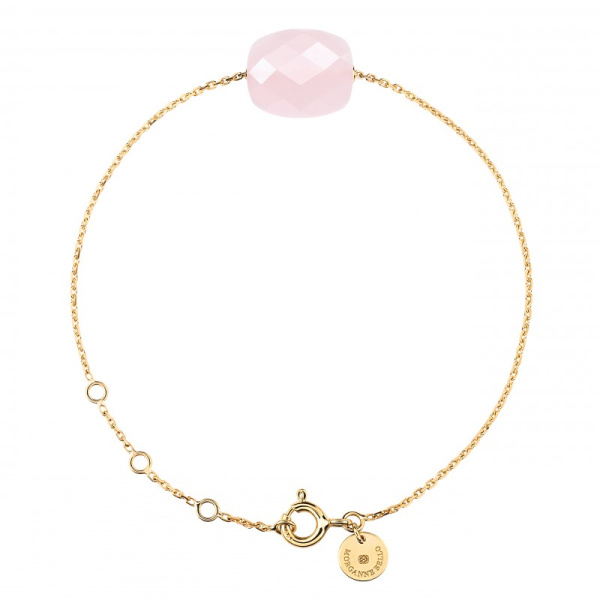 Bracelet Morganne Bello Or Jaune Quartz Rose Poudré Coussin
