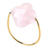 Bague Morganne Bello Or Jaune Quartz Rose Poudré Trèfle