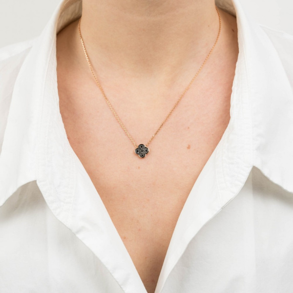 Collier Morganne Bello Or Rose Diamants Noirs