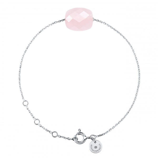 Bracelet Morganne Bello Or Blanc Quartz Rose Poudré Coussin