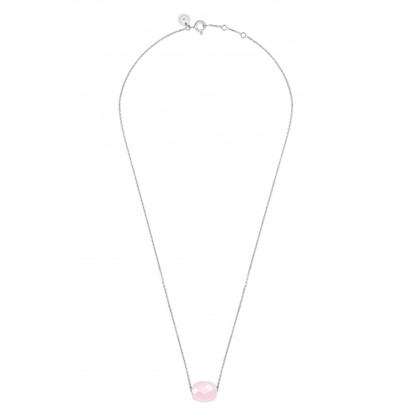 Collier Morganne Bello Or Blanc Quartz Rose Poudré Coussin