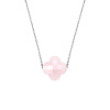 Collier Morganne Bello Or Blanc Quartz Rose Poudré Trèfle