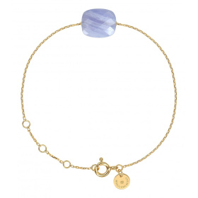 Bracelet Morganne Bello Or Jaune Agate Bleue Dentelle Coussin