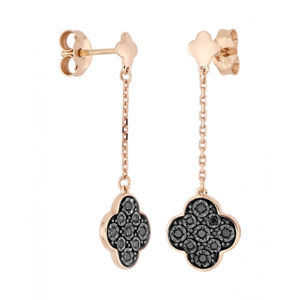 Boucles d'oreilles Morganne Bello Or Rose Diamants Noirs