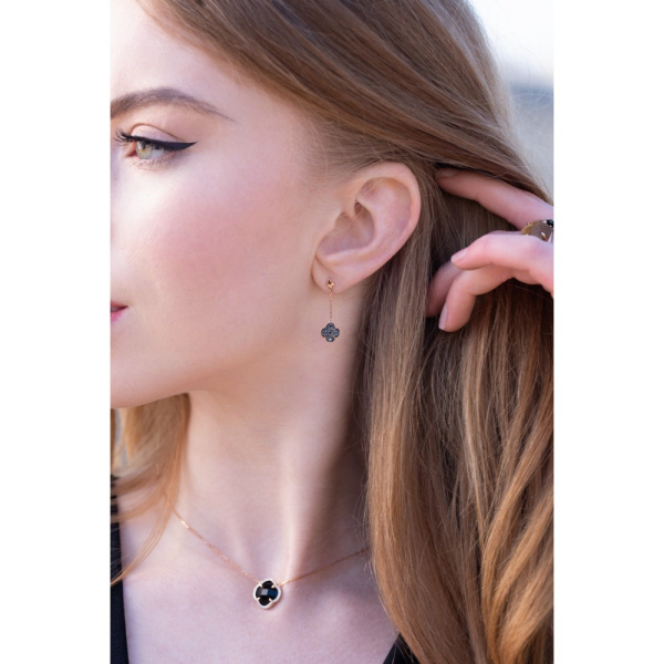 Boucles d'oreilles Morganne Bello Or Rose Diamants Noirs