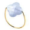 Bague Morganne Bello Or Jaune Agate Bleue Dentelle Trèfle