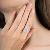 Bague Morganne Bello Or Jaune Agate Bleue Dentelle Trèfle
