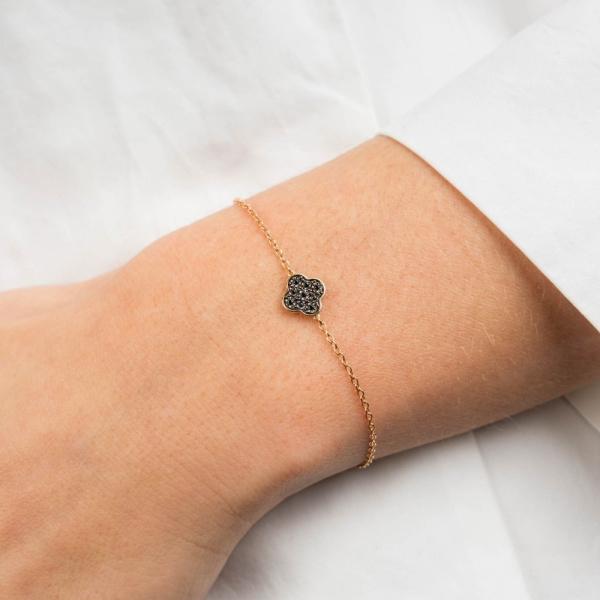 Bracelet Morganne Bello Or Rose Diamants Noirs