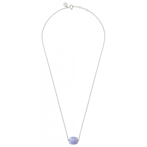Collier Morganne Bello Or Blanc Agate Bleue Dentelle Coussin
