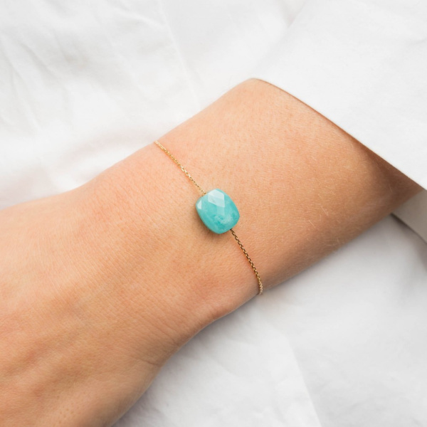 Bracelet Morganne Bello Or Jaune Amazonite Coussin